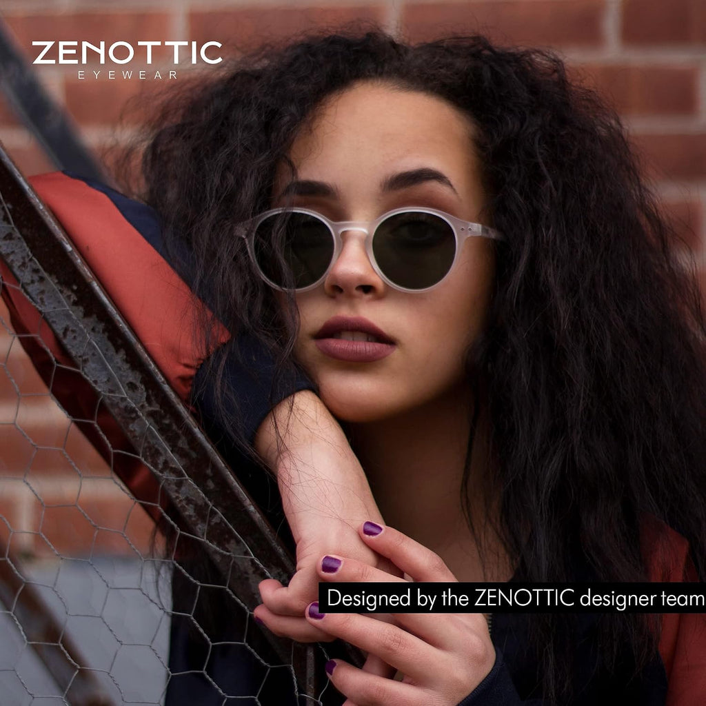 ZENOTTIC Sonnenbrille polarisiert rund UV400 Vintage Rahmen Herren Damen