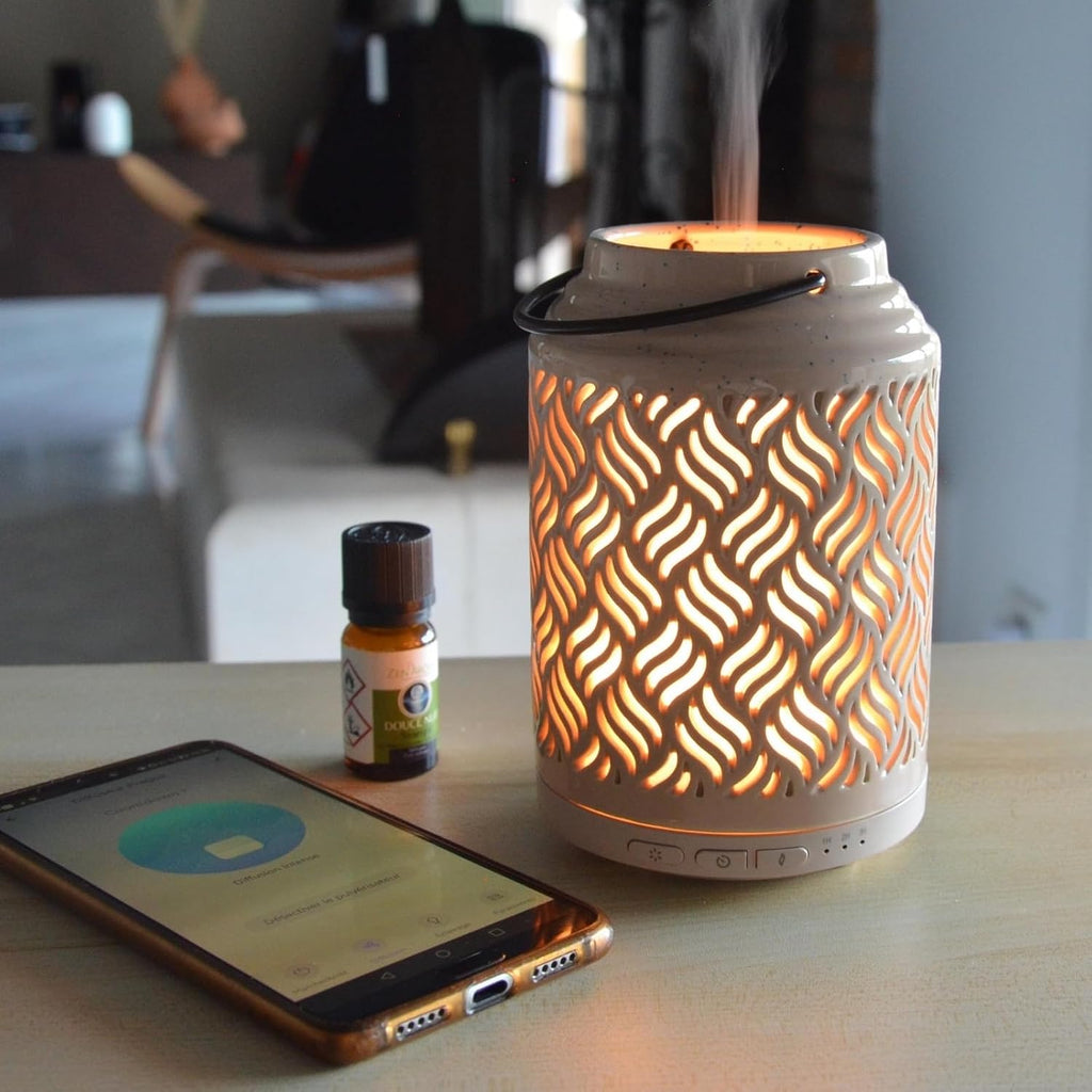 Zen Arôme WLAN Aroma Diffuser Holz Keramik kompatibel mit Alexa Google Home