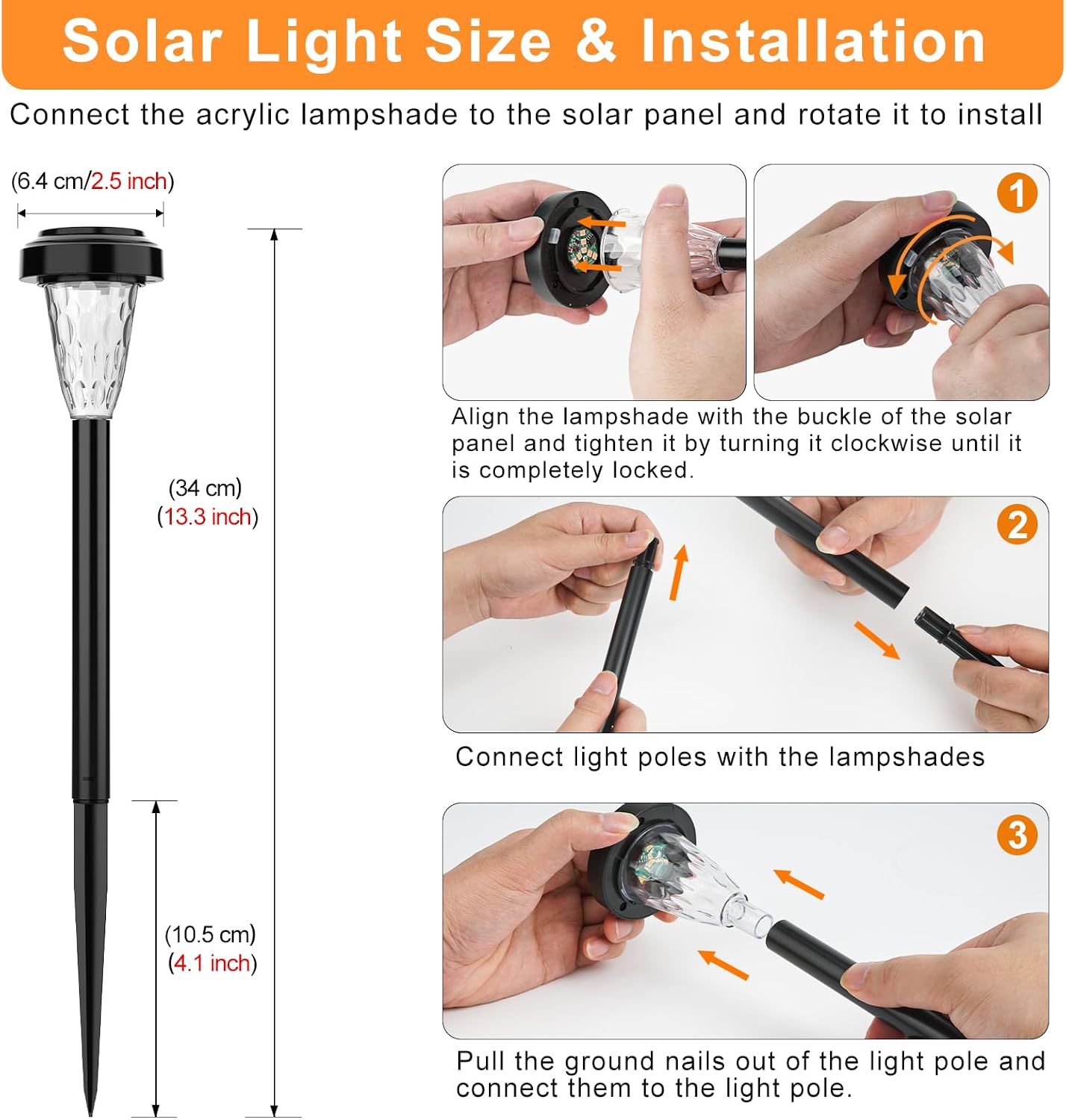 FIFlying Solar-Gartenlampen 6er Set Warmweiss 3000K IP65 LED Aussen 6cm