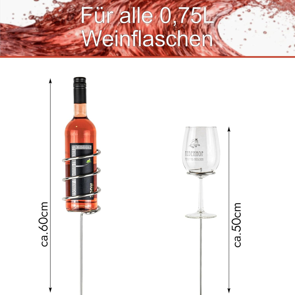 Weinstaender Edelstahl faltbar - Flaschenhalter und Glashalter fuer Picknick