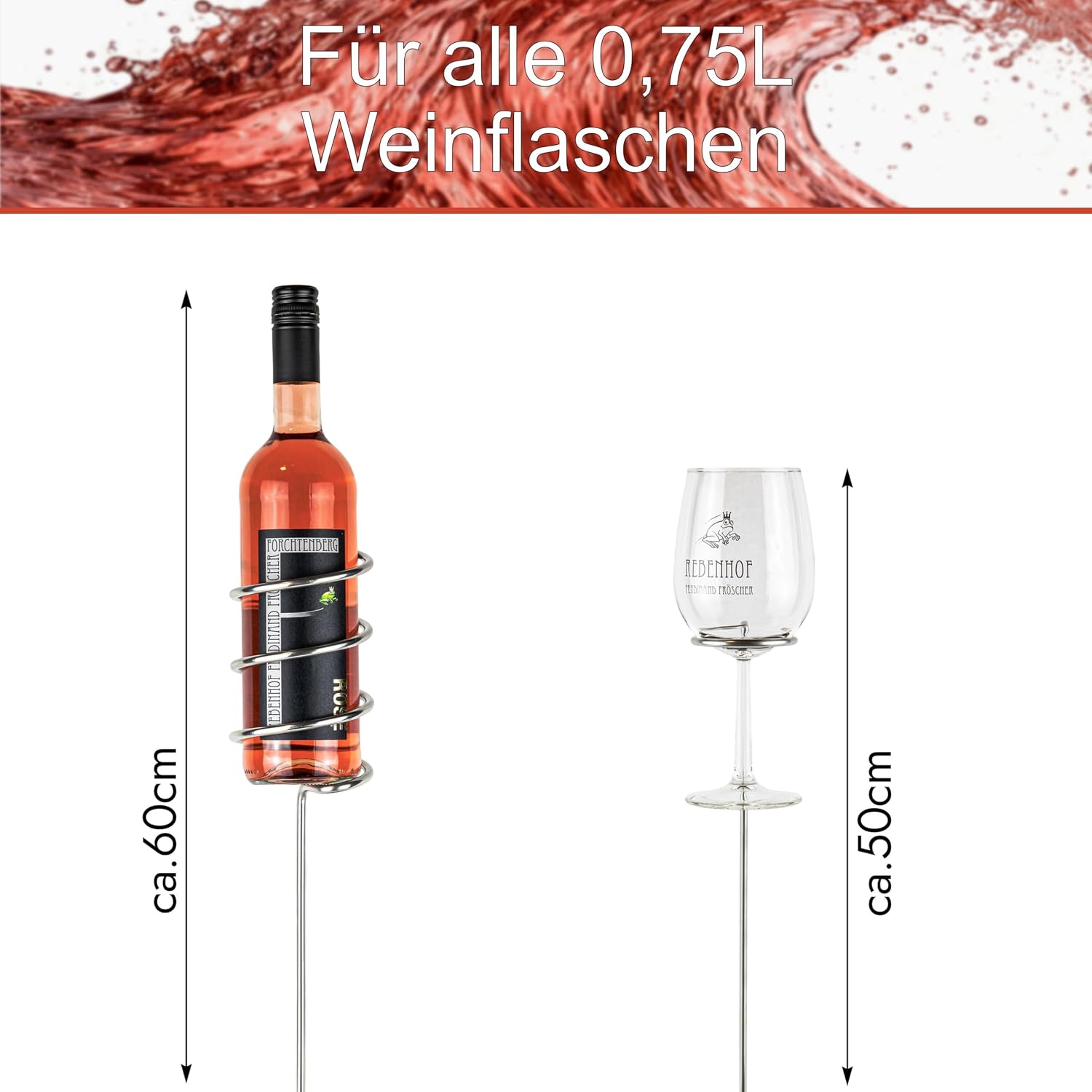 Weinstaender Edelstahl faltbar - Flaschenhalter und Glashalter fuer Picknick