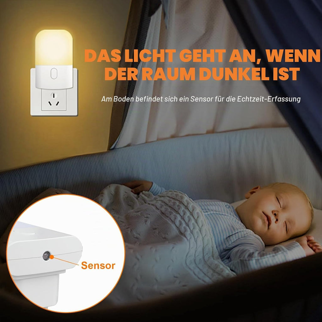 GRIFEMA Nachtlicht Steckdose mit Daemmerungssensor dimmbar 0,5W warmweiss