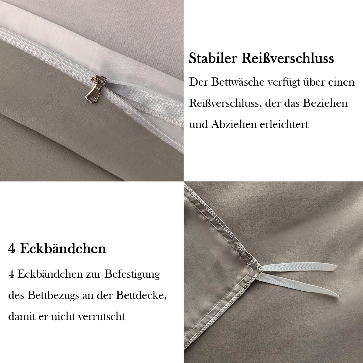 Bettwaesche 135x200 cm 4-teilig Microfaser Wendebettwaesche Anthrazit/Grau