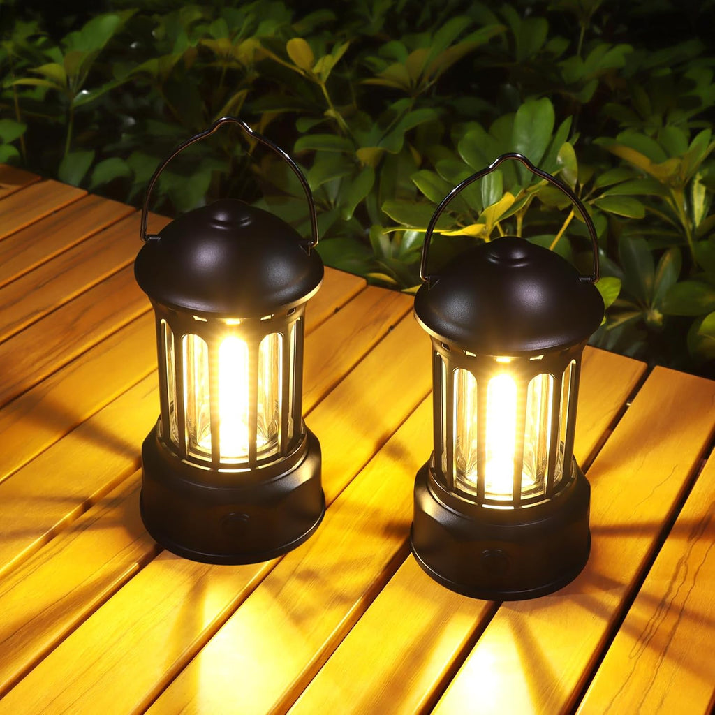WARMTUYO LED Campinglampe 2er Set batteriebetrieben dimmbar IPX4 Retro
