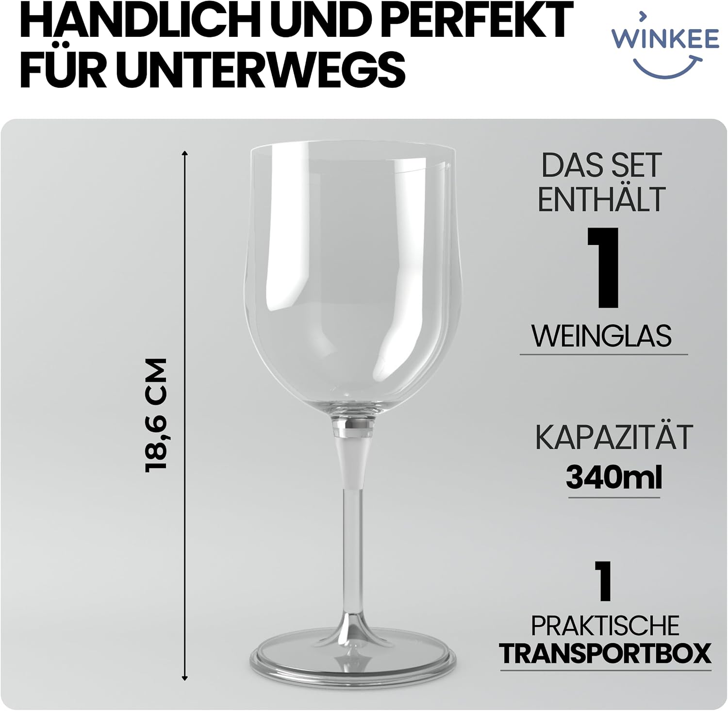 Winkee 2er Set Weinglaeser To Go BPA-frei Camping Glas Ersatz