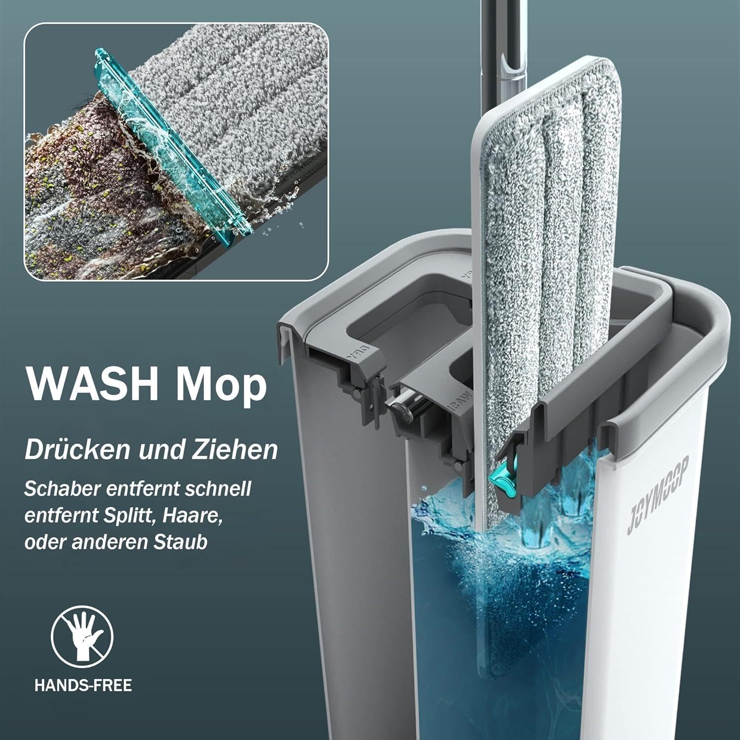 JOYMOOP Wischmopp Set mit Eimer Mikrofaser Bodenwischer