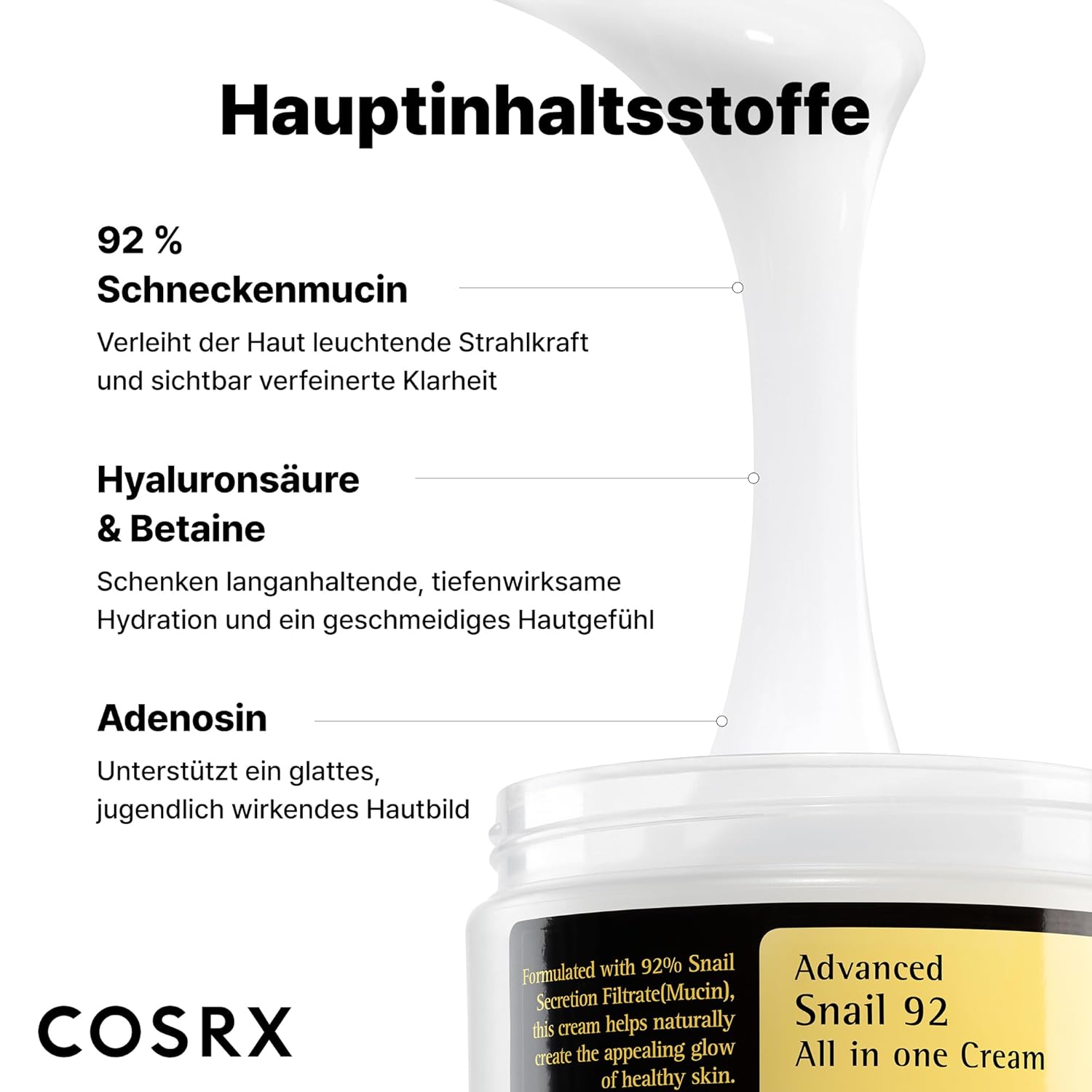 COSRX Advanced Snail 92 All In One Cream Hyaluron Gesichtscreme