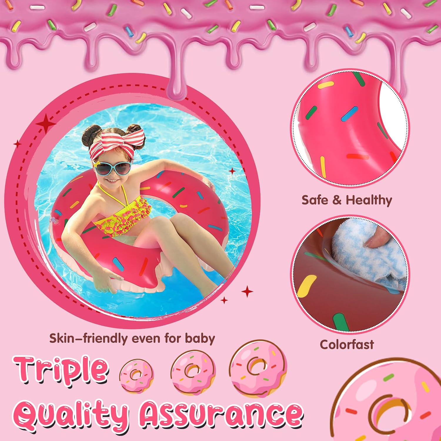 2er Set Kinder Schwimmring 70 cm Aufblasbar Schwimmreifen Pool Strand Wasserspie