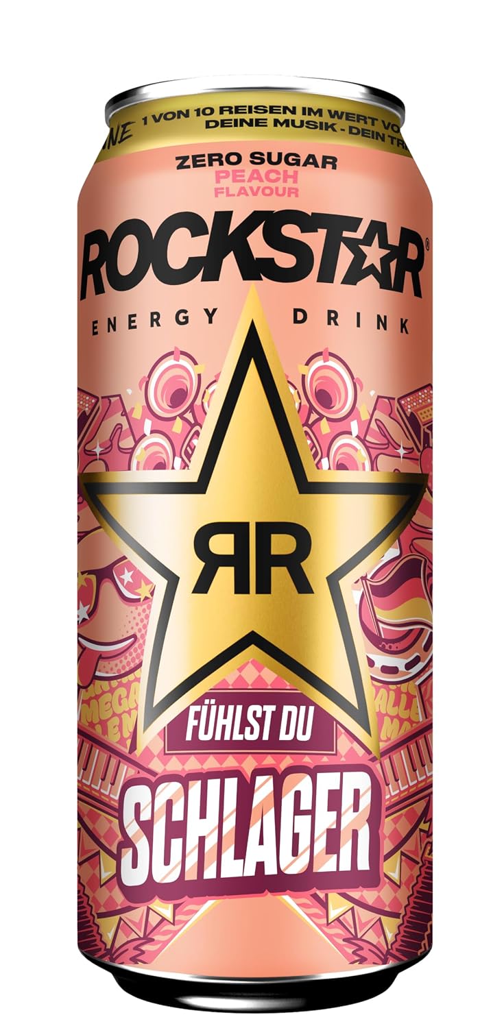 Rockstar Energy Drink Peach Zero Sugar 12x500ml