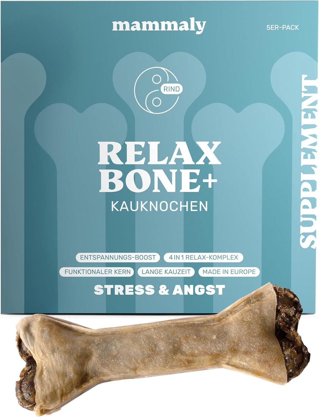 Mammaly Relax Bone Kauknochen 12 cm Rinderhaut Kamille Lavendel