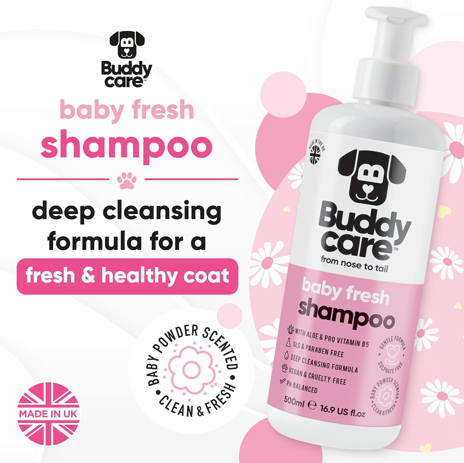 Buddycare 2in1 Hundeshampoo Conditioner fuer alle Rassen, verschiede