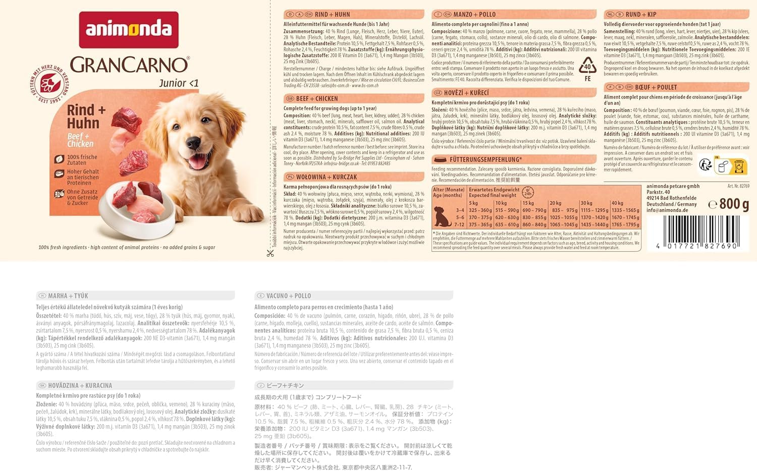 Animonda GranCarno Junior Welpen Nassfutter Rind & Huhn verschiedene Sorten