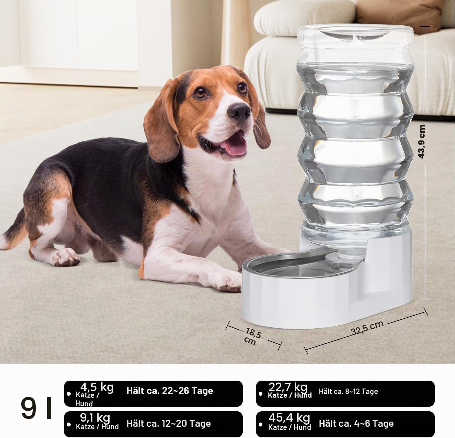 Sfozstra Automatischer Wasserspender Hund Edelstahl Schwarz Aktivkohle