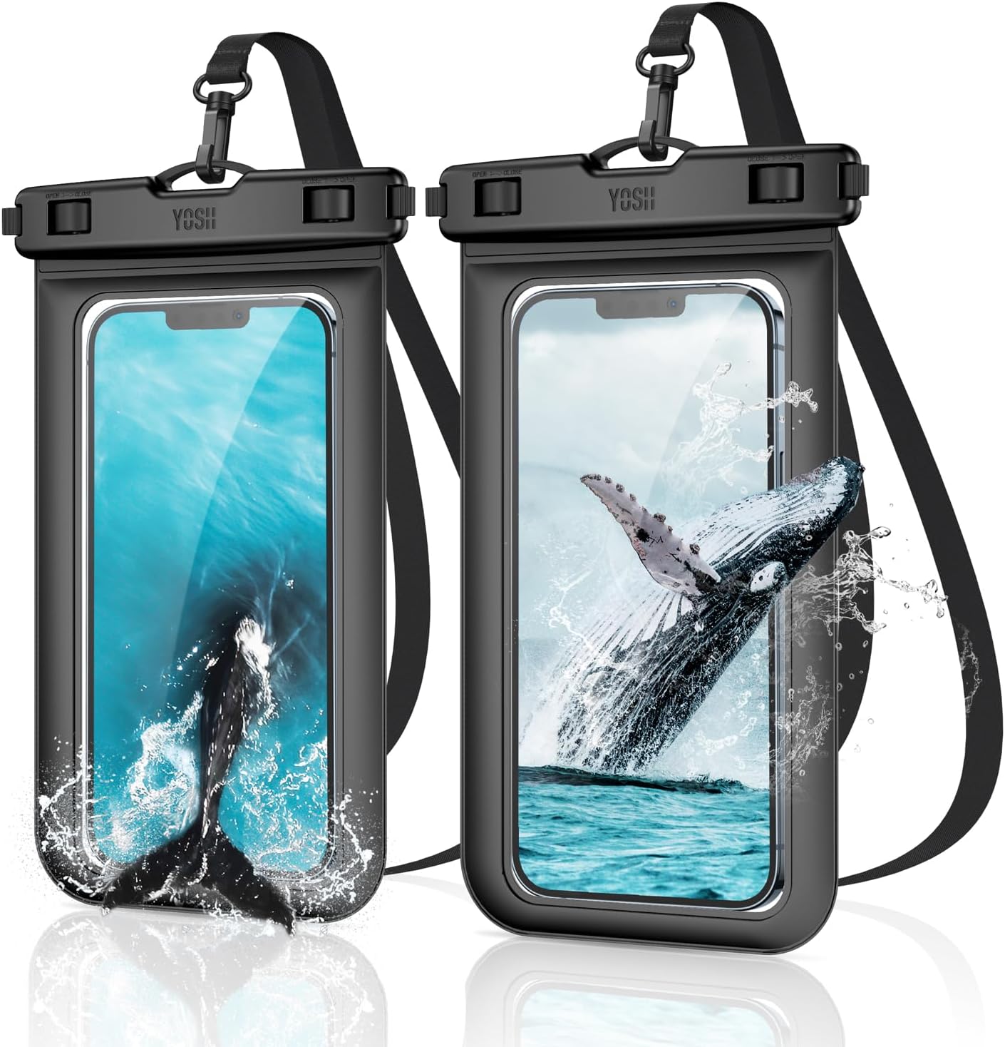 YOSH wasserdichte Handytasche 7,0" IPX8 Unterwasser Huelle 2er Set Clear