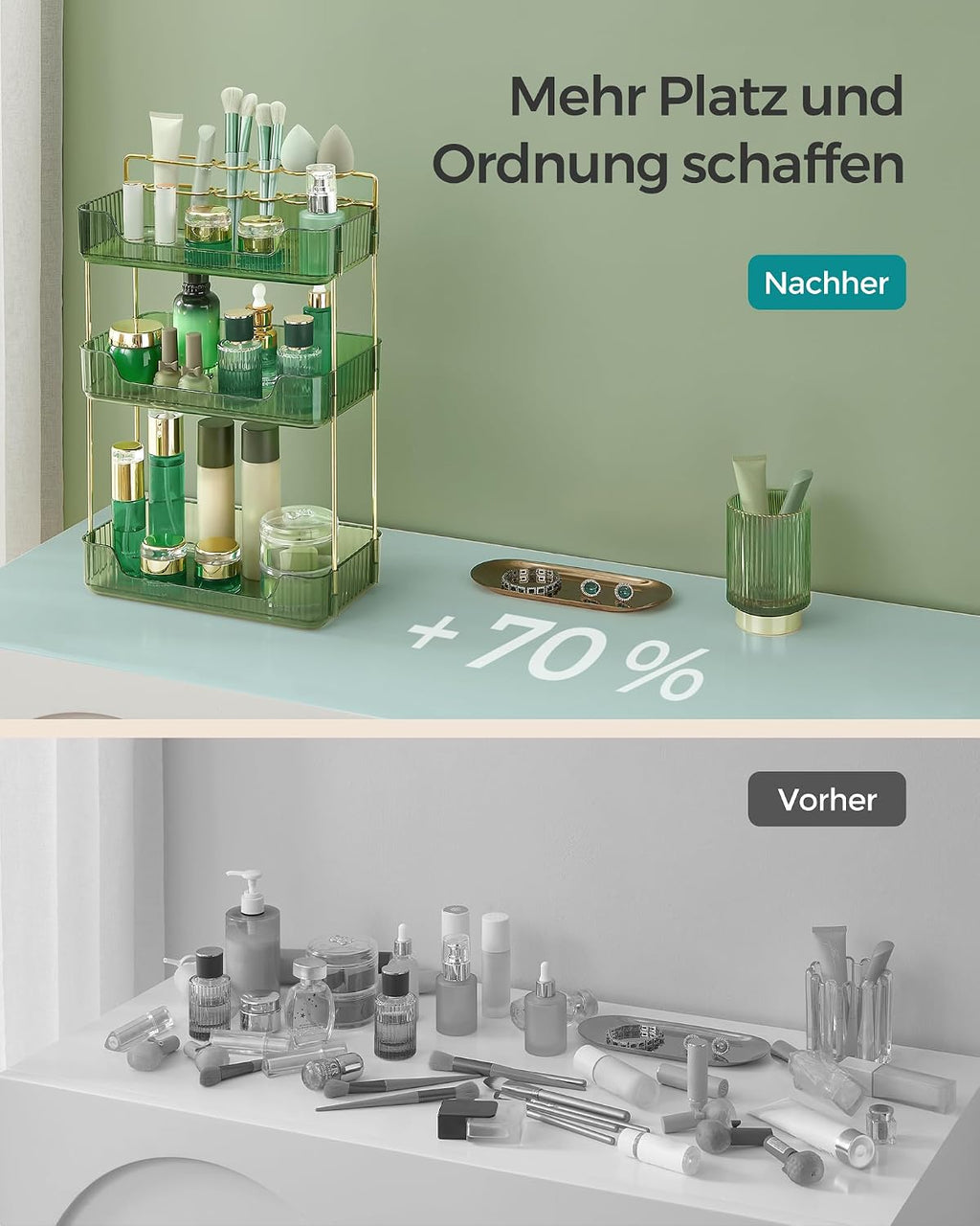 SONGMICS Make-up Organizer Kosmetik Aufbewahrung 3 Ebenen 2 Zubehoertypen