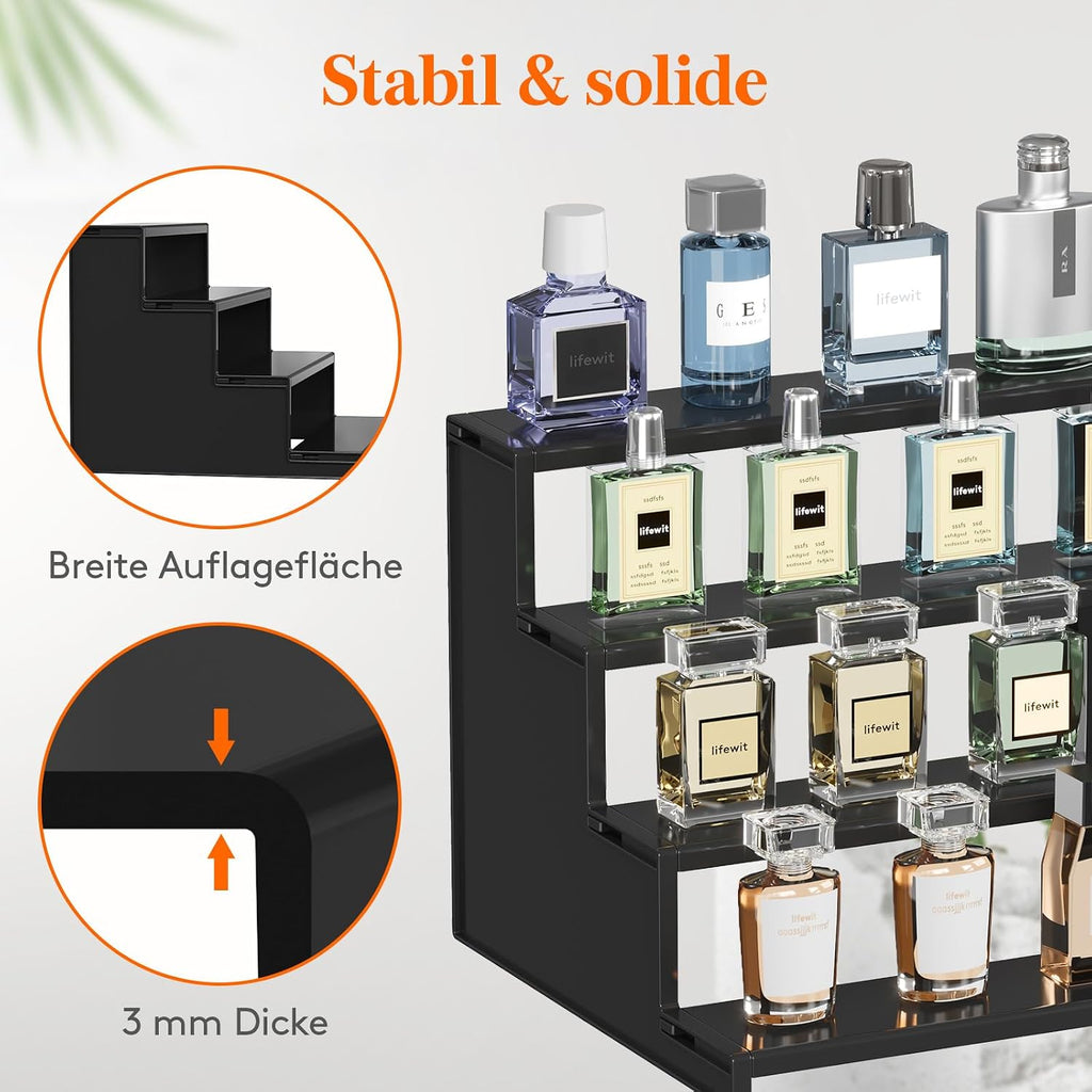 Lifewit Acryl Display 4 Ebenen Schwarz 30 cm - 2er-Set - 22,8cm-30,5cm