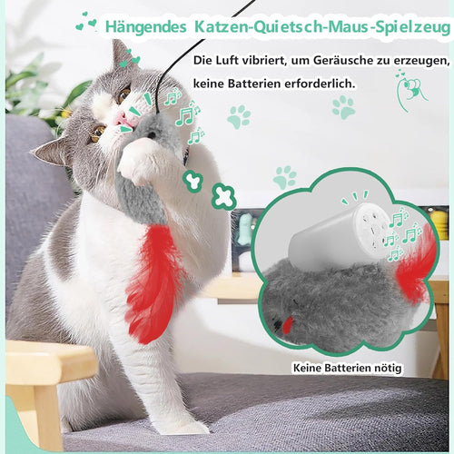 2x Katzenspielzeug Türrahmen Maus mit Feder interaktiv ohne Batterie