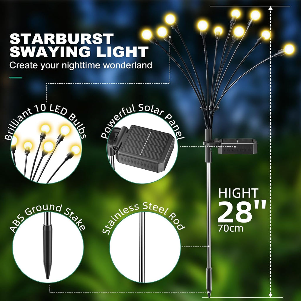6er Set Solarlampen Garten 10 LED warmweiss IP65 Solar Wegbeleuchtung