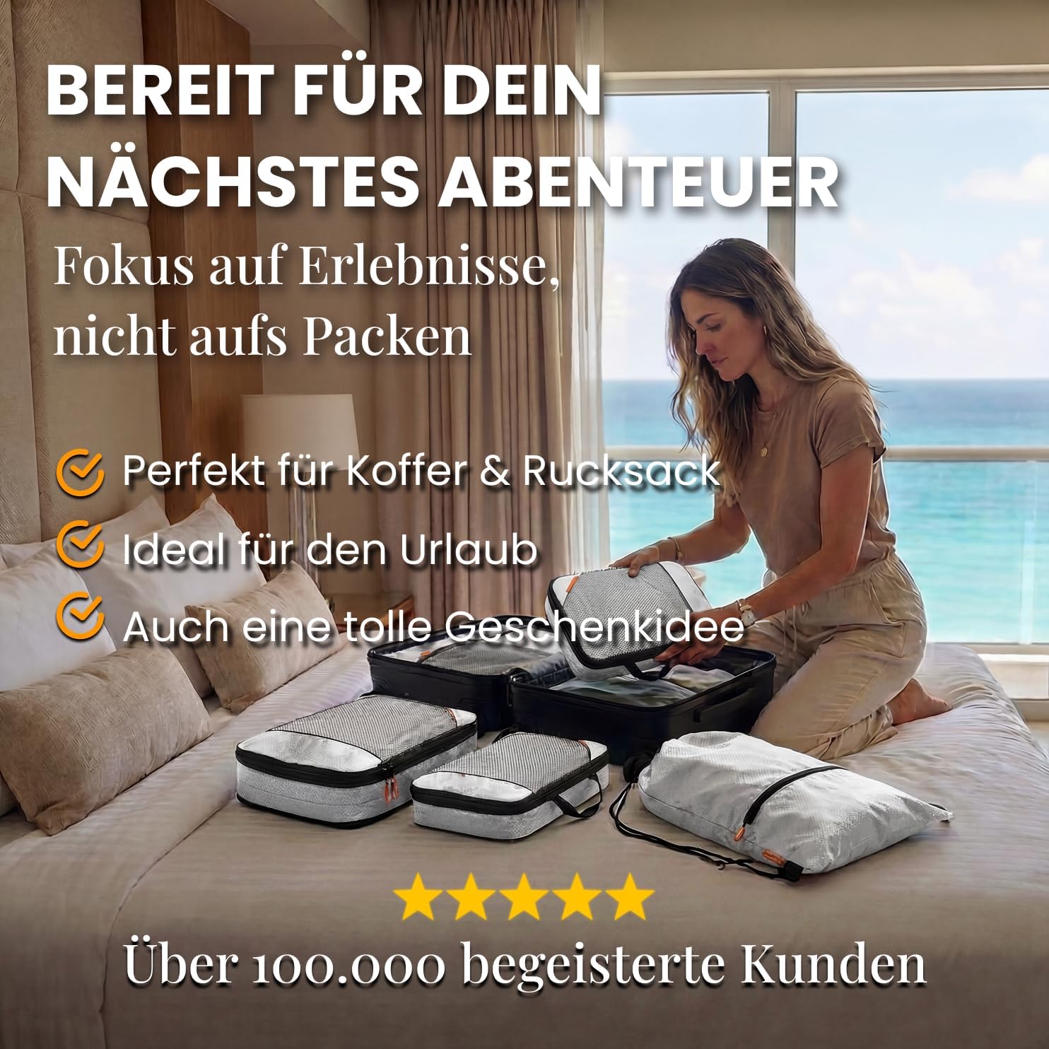 Packing Cubes Kompressions Reise Koffer Organizer Set - Gepaeck Ordnung