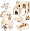 6x Hamster Holzspielzeug Set DIY Haus Kauspielzeug Zubehör für Kleintiere