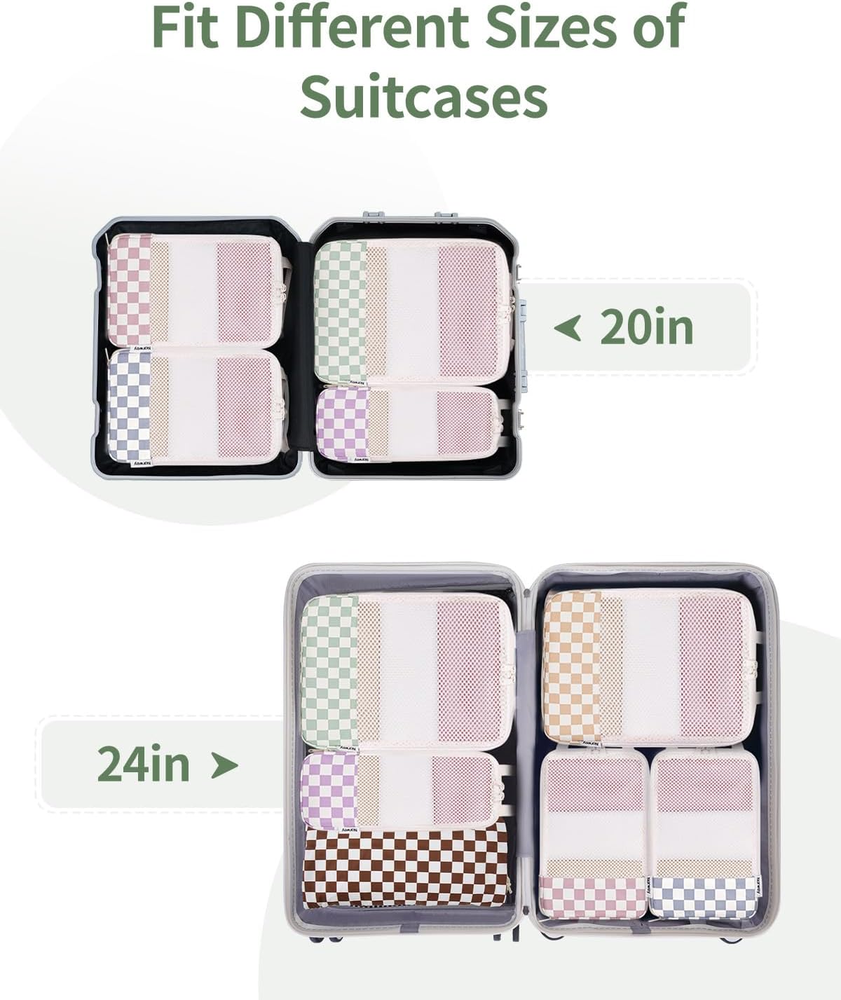 6-teiliges Packwuerfel Set Kompressions Organizer Koffer Reise Taschen