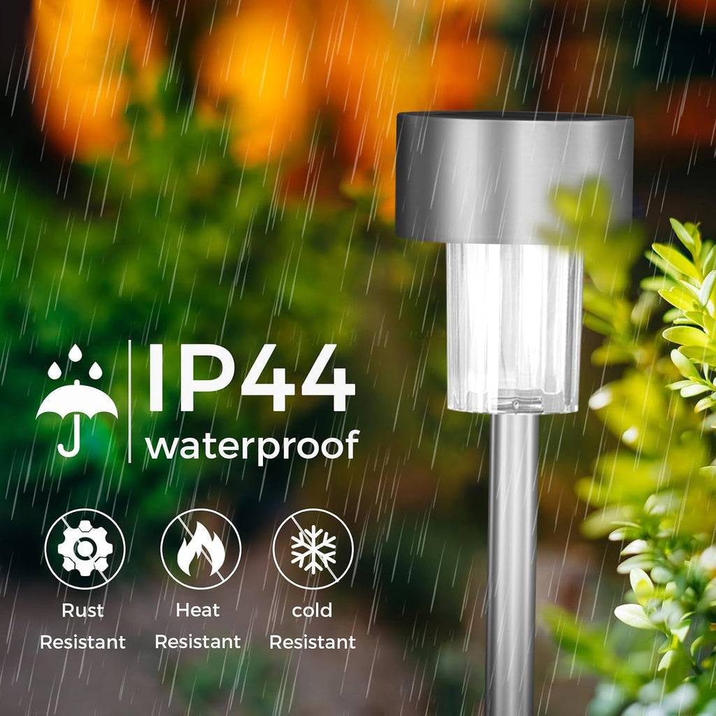 Jsdoin Solarleuchten 12er Set aus Echtglas und Edelstahl, IP44 Wegbeleuchtung