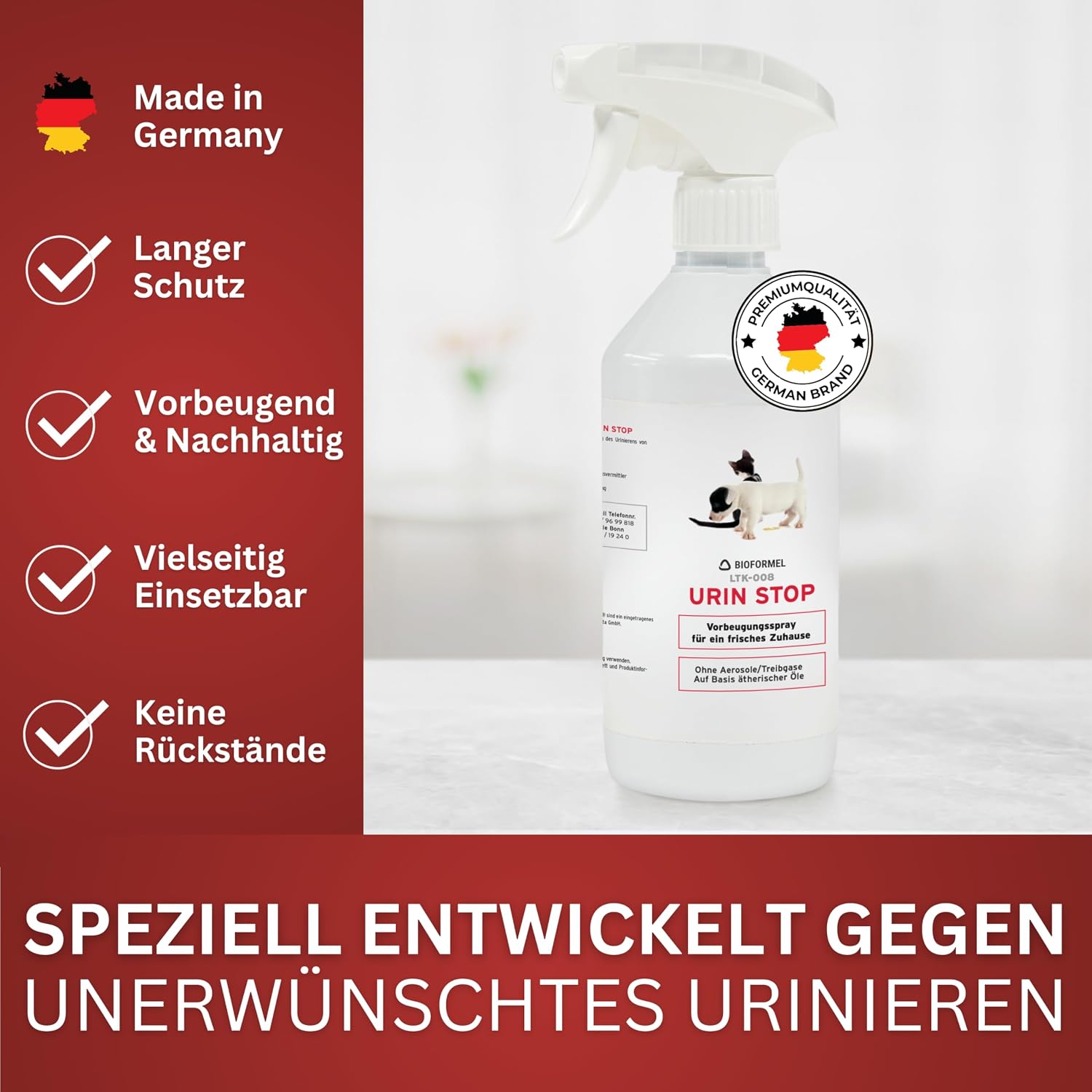 BIODELTA Urin-Stop 500 ml Abwehrspray gegen Markieren für Katzen Hunde