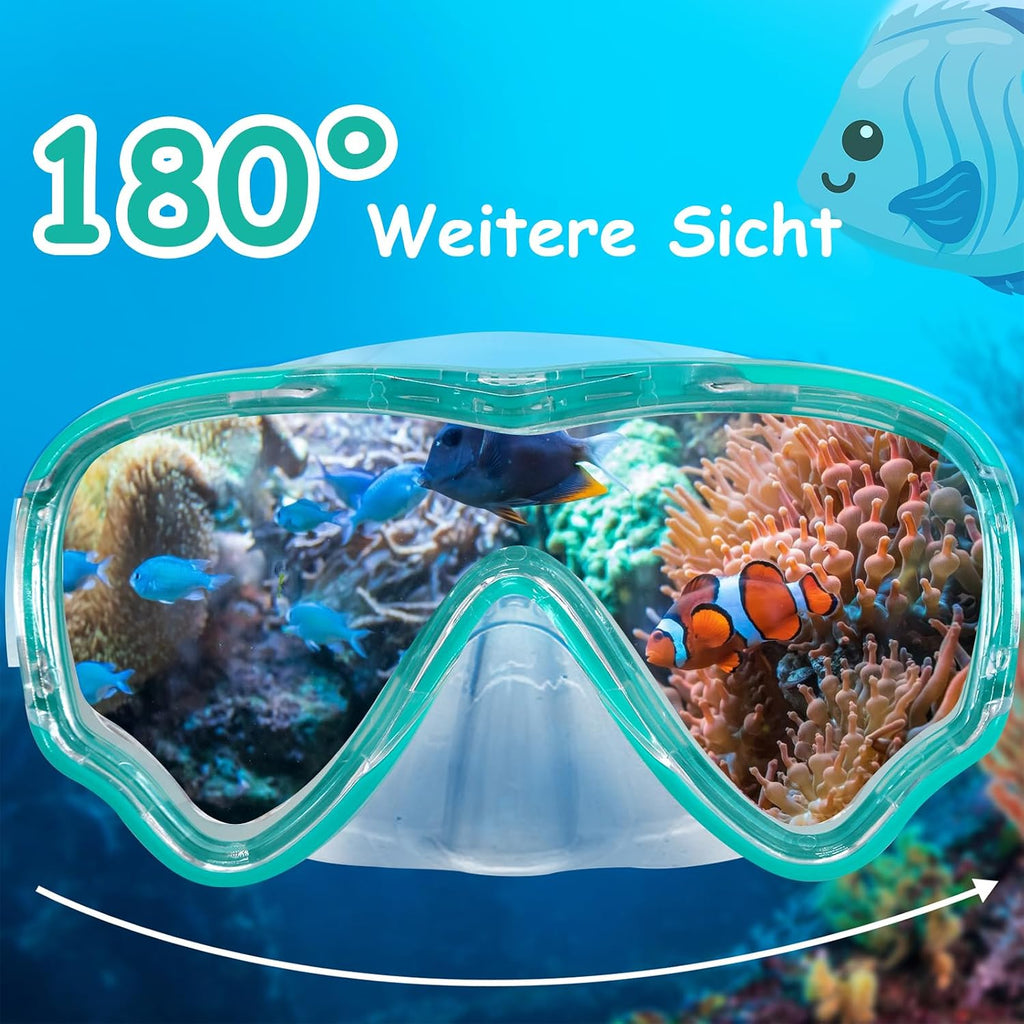 Vvinca Taucherbrille Kinder 180° Panorama Schwimm- und Tauchmaske mit Stoffband