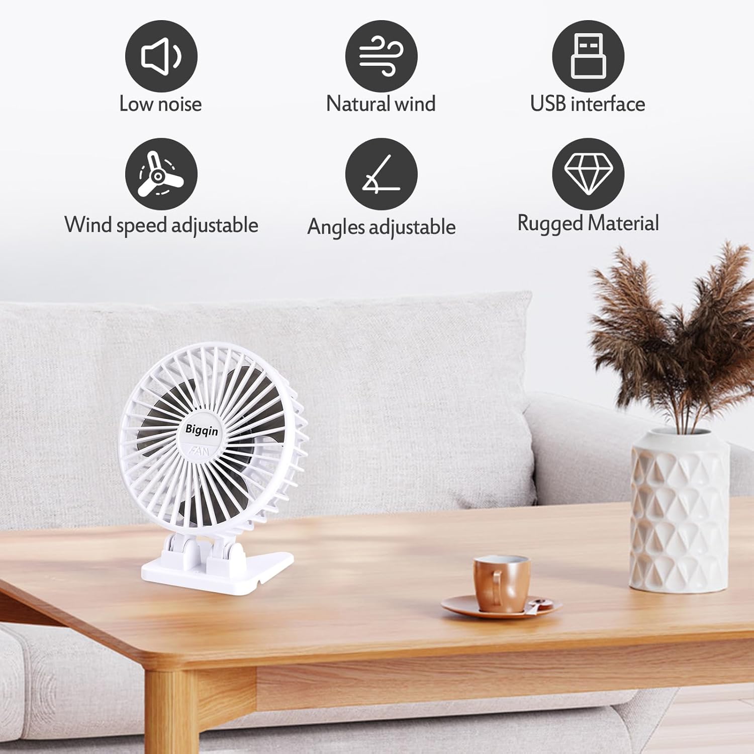 Mini USB Tischventilator 3 Geschwindigkeiten tragbarer Luefter schwarz
