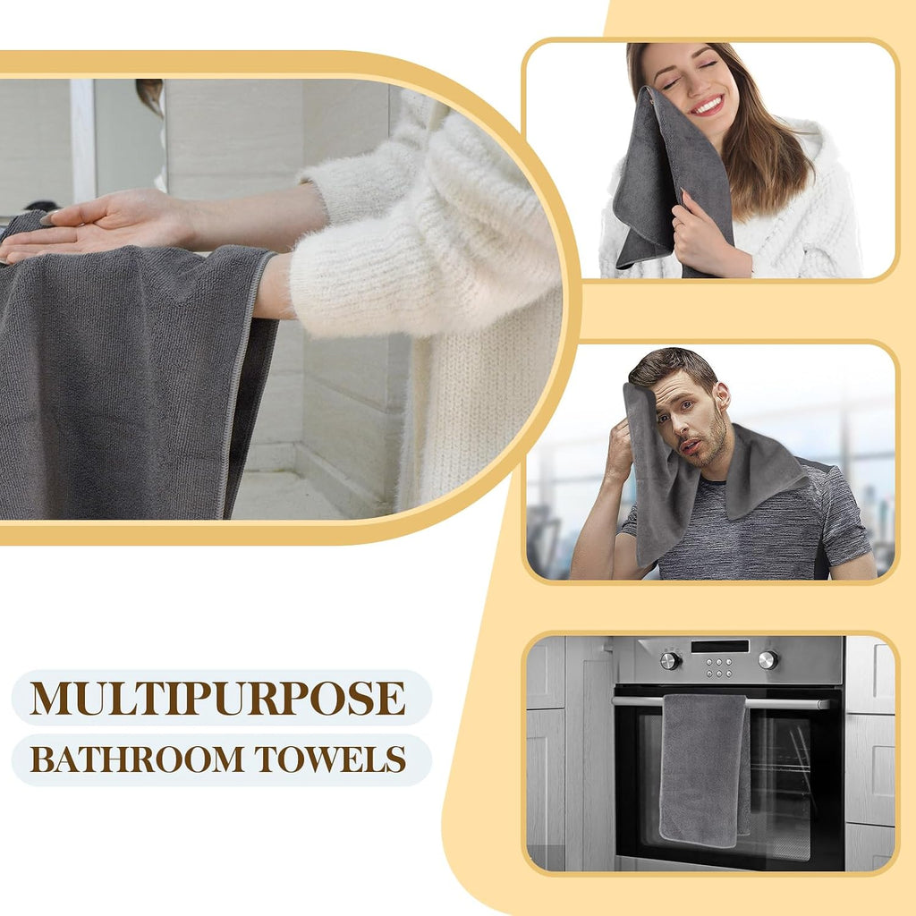 KinHwa Mikrofaser Handtuch 2er Pack 40x70 cm Grau hochsaugfaehig 70cm-100cm