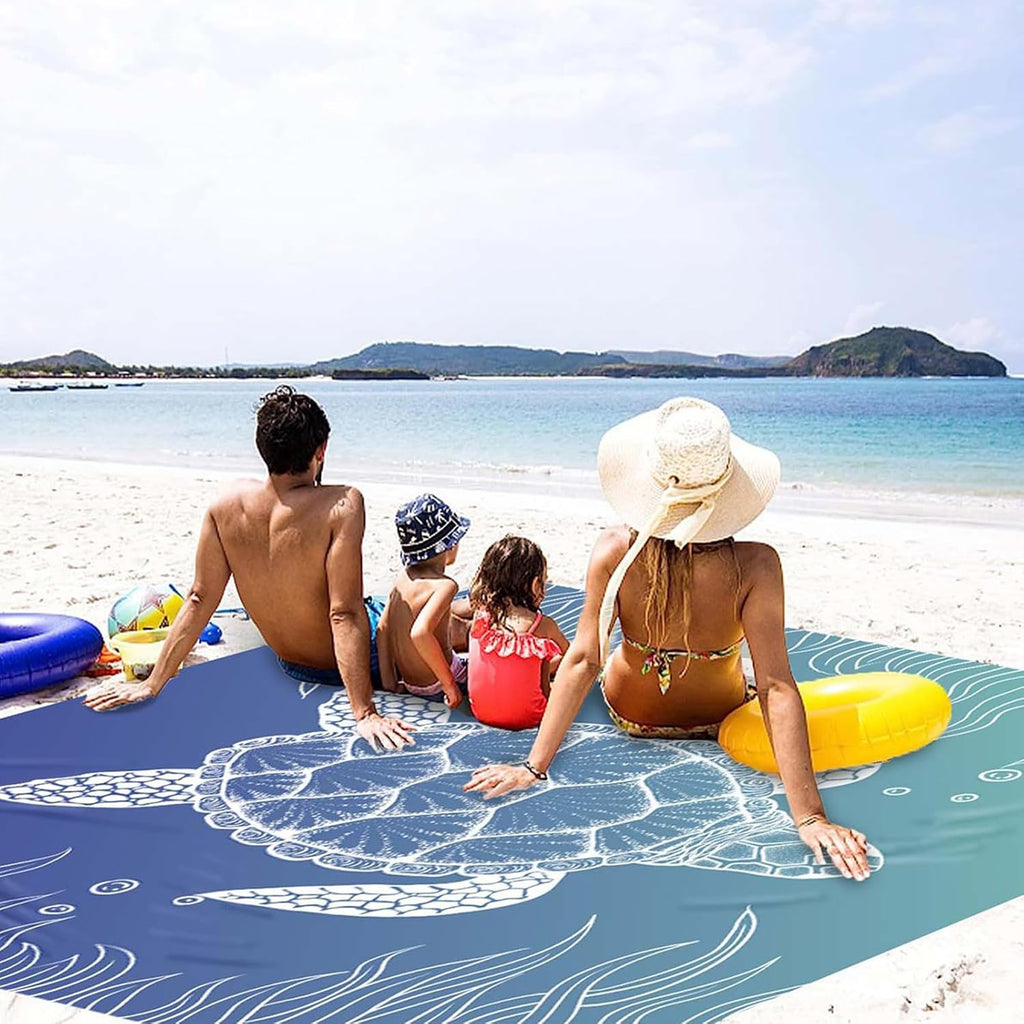Strandmatte sandfrei wasserdicht 200 x 210 cm XXL mit 4 Heringen