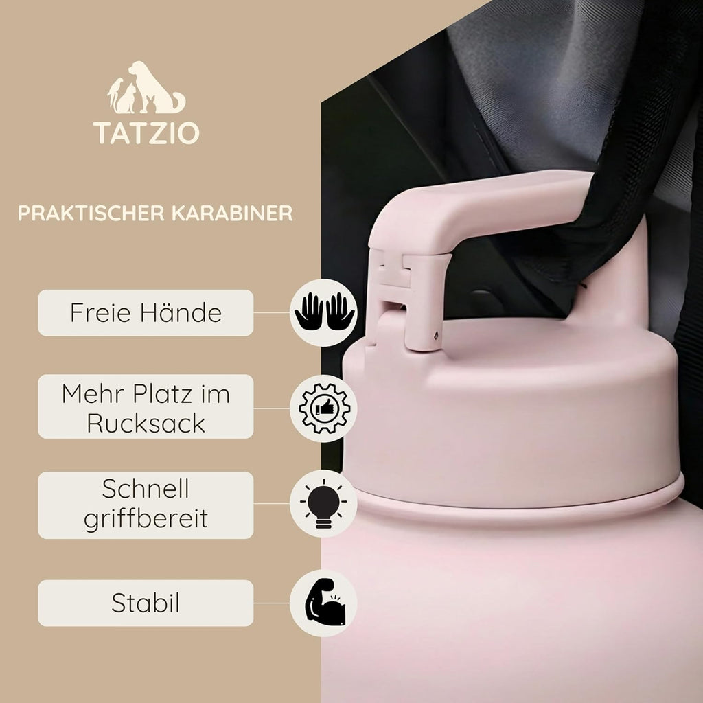 Reiseflasche 4-in-1 fuer Hunde Katzen Edelstahl isoliert auslaufsicher cr