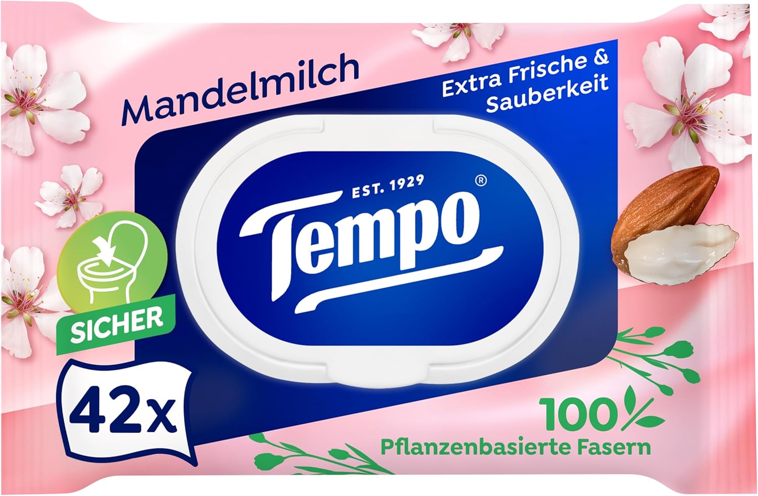 Feuchtes Toilettenpapier Mandelmilch Panthenol 16er Pack (8x2x42)