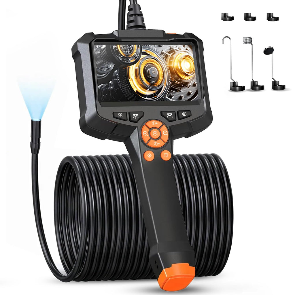 QIMIC Endoskopkamera 1080P mit 2,4" IPS Bildschirm 8 LEDs 2x Zoom 5m-15m