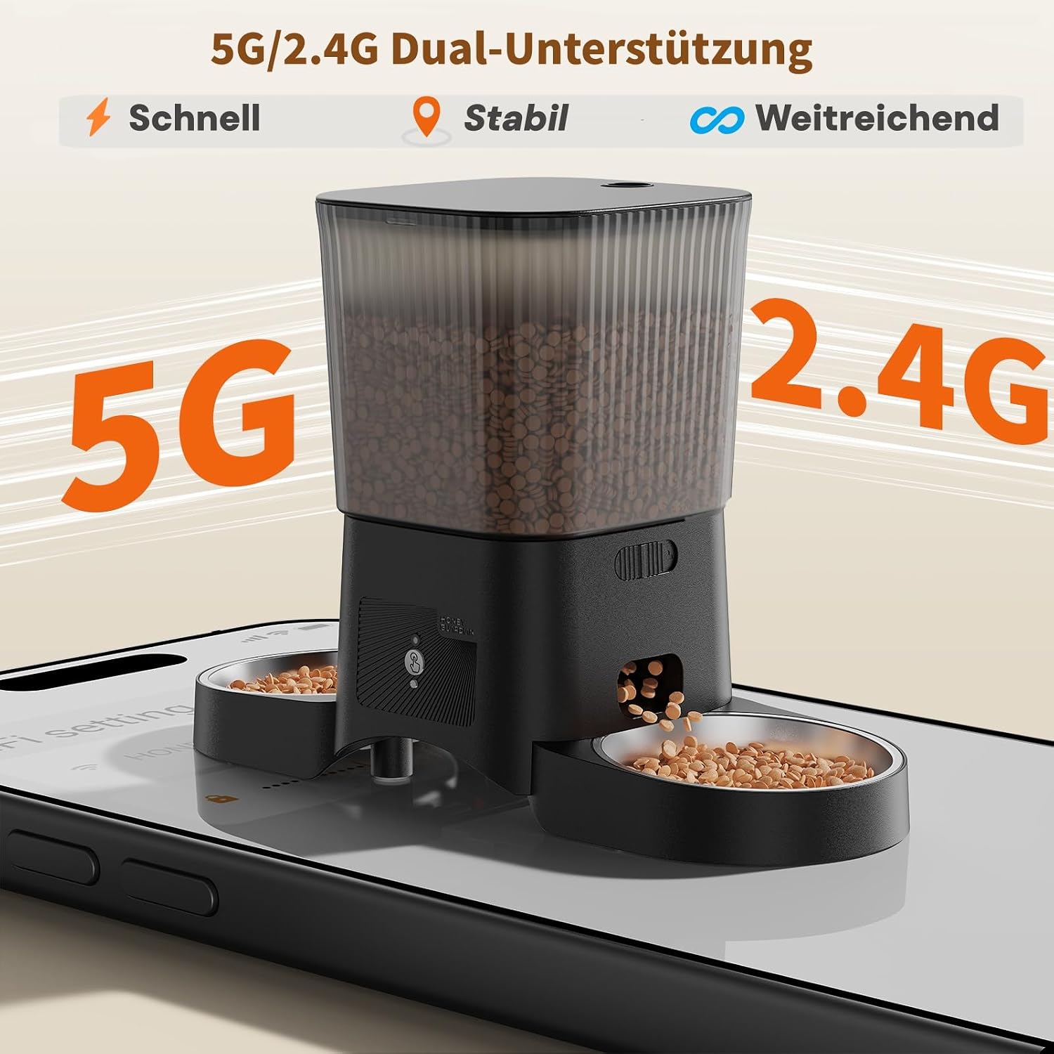 HoneyGuardian Futterautomat Katze mit WLAN App Steuerung und 6 Mahlzeiten