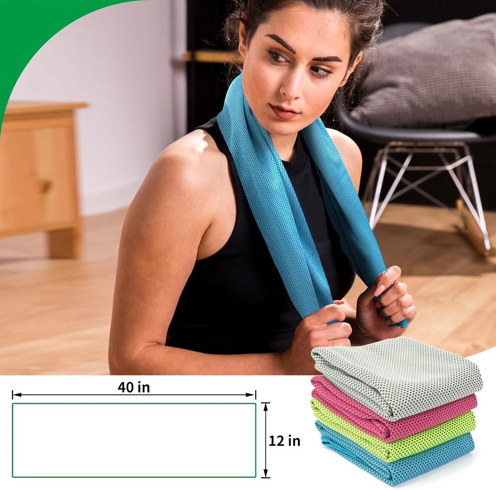 LONGKING Kuehlhandtuch 4er Set 100x30 cm Sport Fitness Kuehltuch