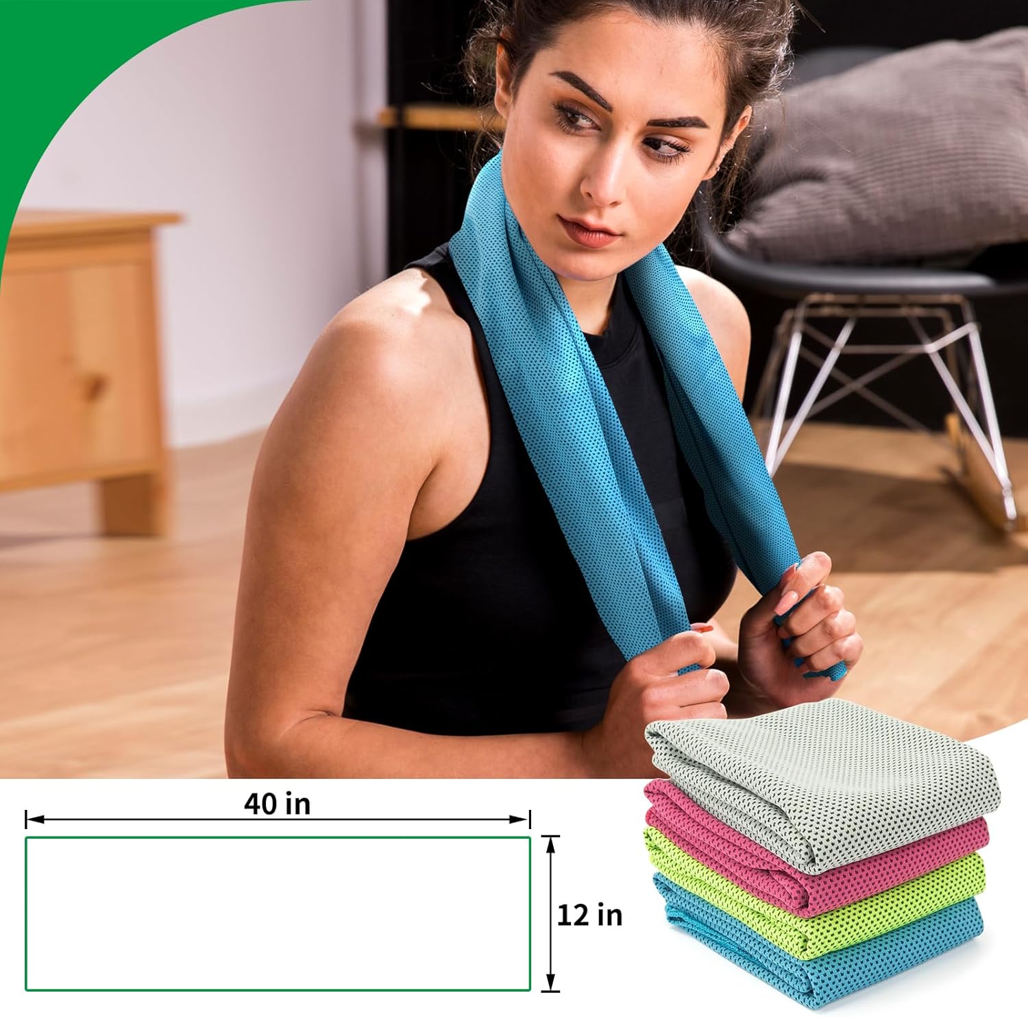 LONGKING Kuehlhandtuch 4er Set 100x30 cm Sport Fitness Kuehltuch
