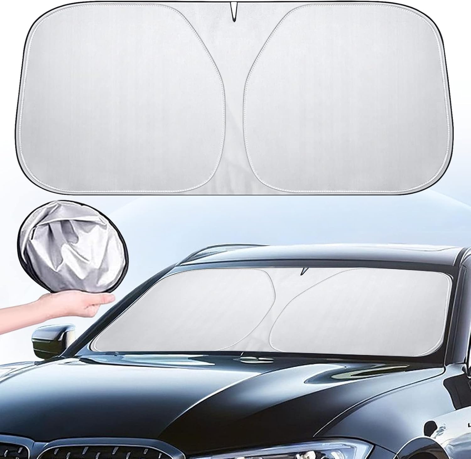 Sonnenschutz Frontscheibe 142×80 cm faltbar UV-Hitzeschutz selbsthaftend