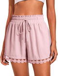 Damen Strandshorts High Waist mit Kordelzug und Spitzenbesatz S-XXL