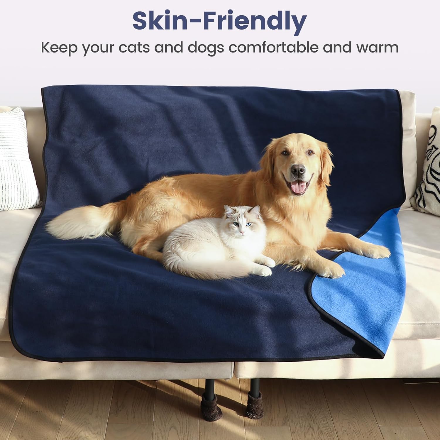 PETTOM Hundedecke 100×75 cm wasserdicht grau waschbar fuer Sofa Auto