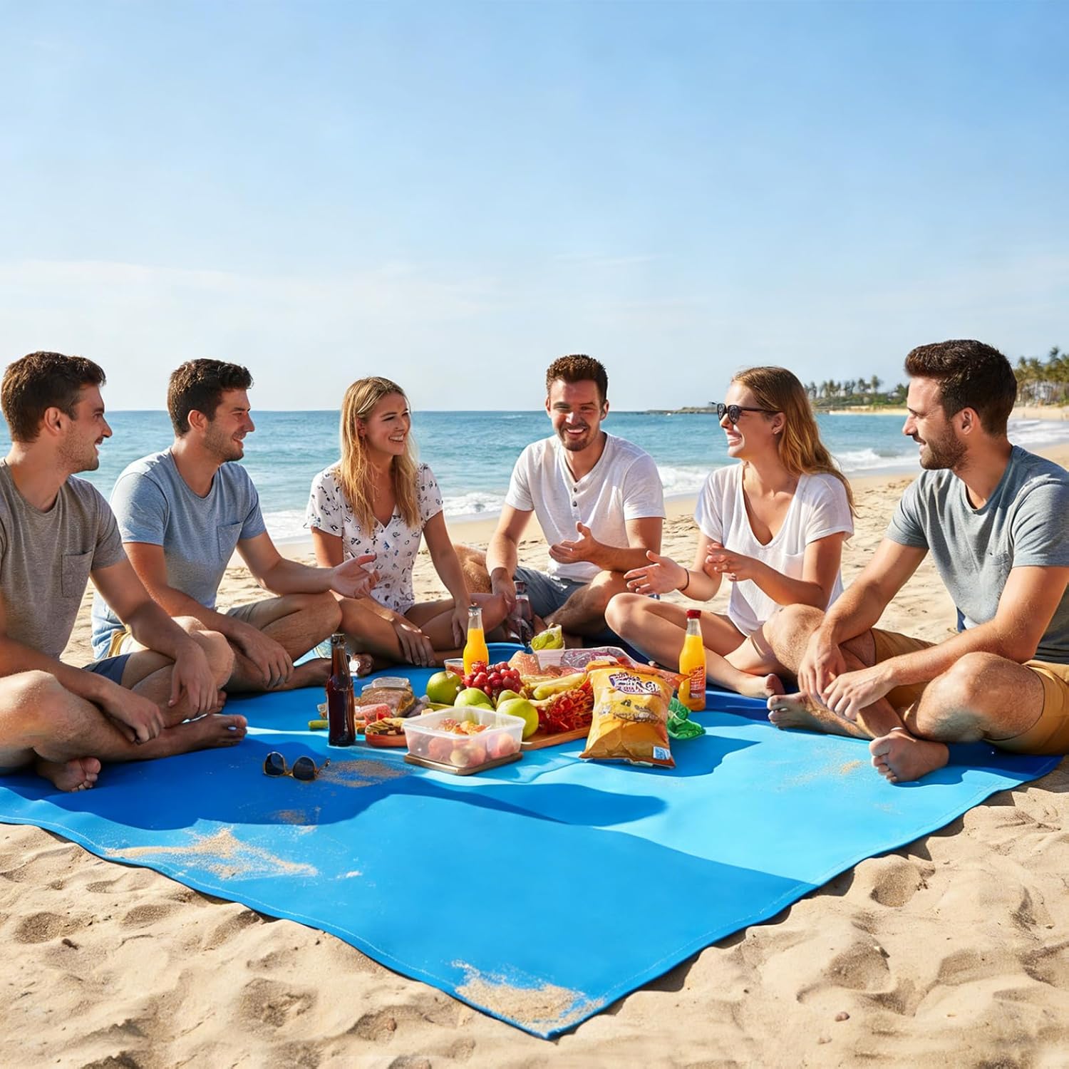 Stranddecke sandfrei 210x200 cm wasserdicht mit Heringe Tasche tragbar