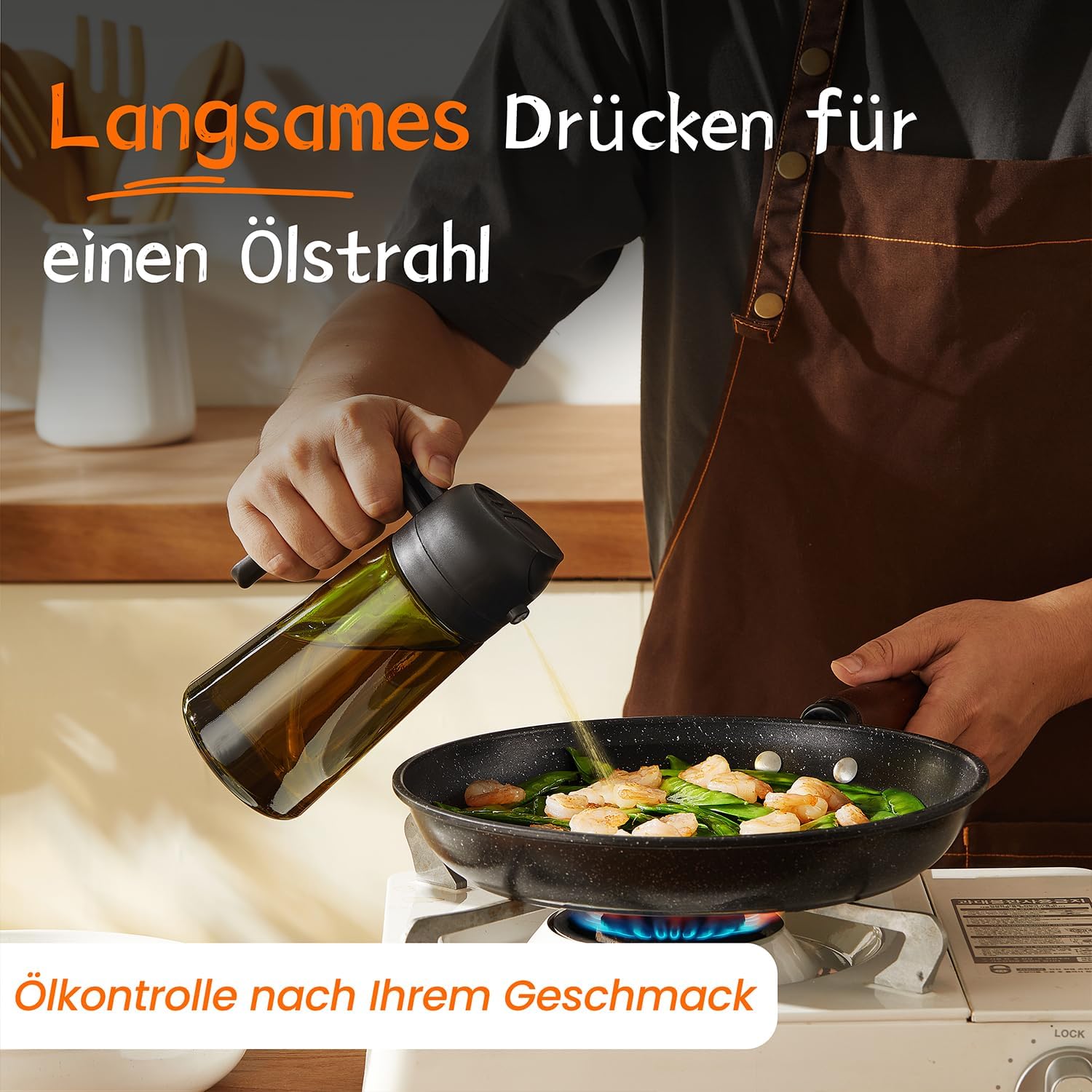 Oelsprueher lichtschuetzend Gruen 2-in-1 Oelspender und Spruehflasche