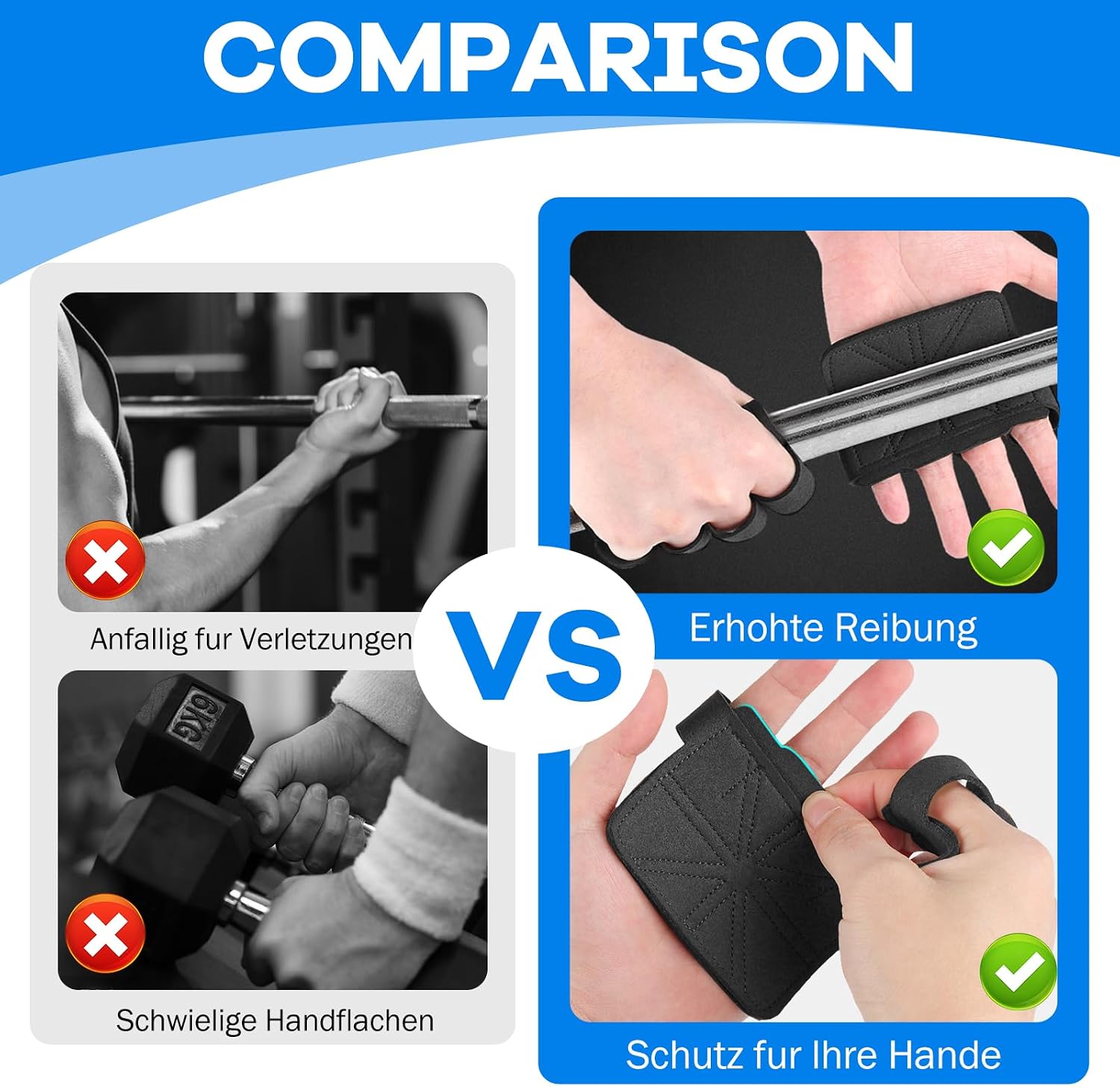 2x Naturleder Griffpolster Zughilfe Grip Pads fuer Krafttraining Fitness