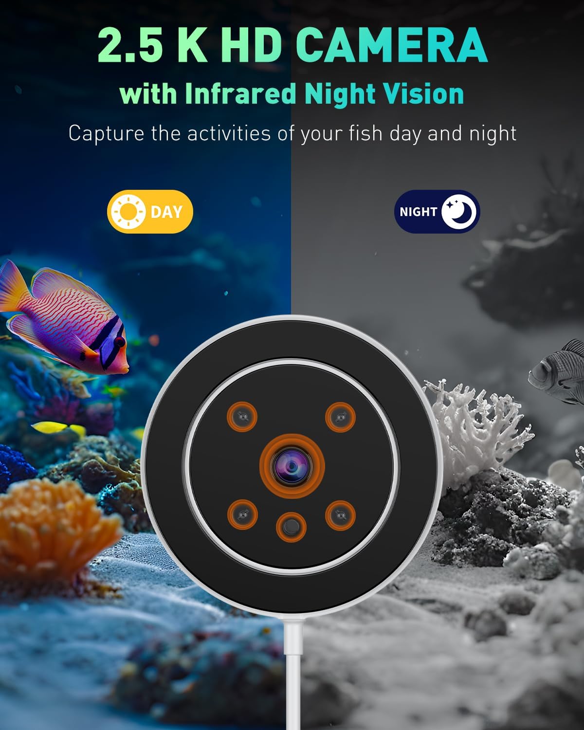 Pawfly Aquarium Futterautomat mit App HD Kamera 2,5K 230 ml und Timer
