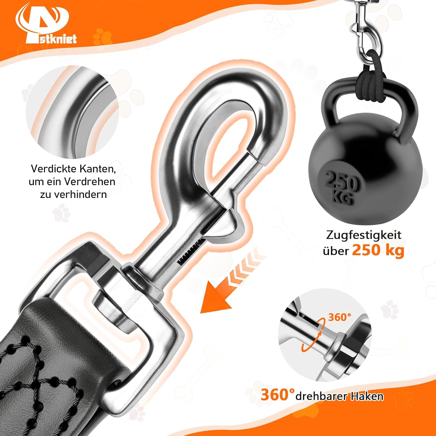 Aystkniet verstellbare Hundeleine 12 mm Nylon reflektierend 2m-3m