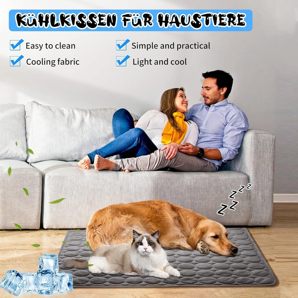 Kuehlmatte Hunde 70×55 cm blau - kuehlende Hundedecke abwischbar robust