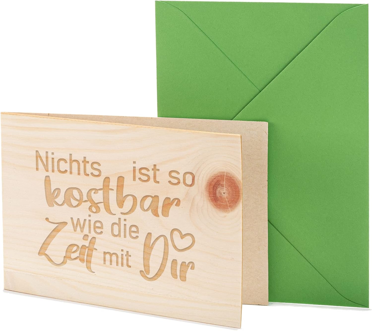 Holzkarte 'Kostbare Zeit mit Dir' - Liebeskarte Jahrestag Grusskarte