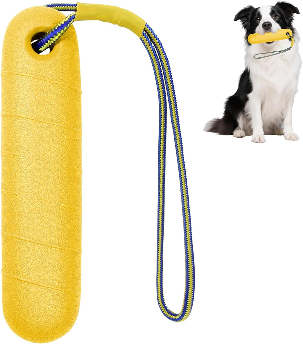 Wasserspielzeug Hund 22 cm mit Nylonseil fuer mittelgrosse und grosse Hunde Gelb