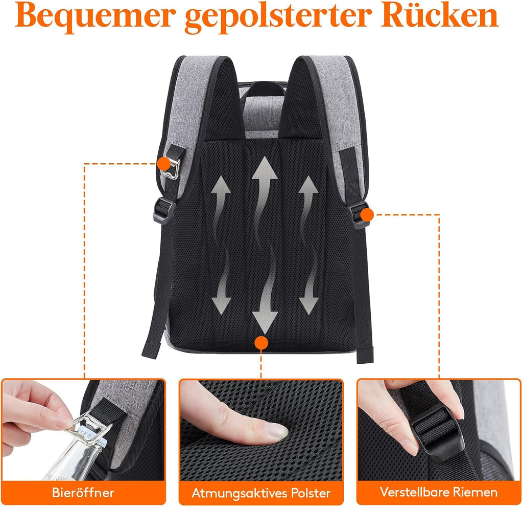 Lifewit Kuehltasche / 34 Dosen, isoliert, auslaufsicher, grau