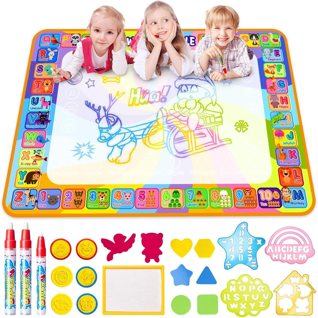 MELAND Wassermalmatte 100×78 cm mit Wasserstift fuer Kinder 3-6 Jahre
